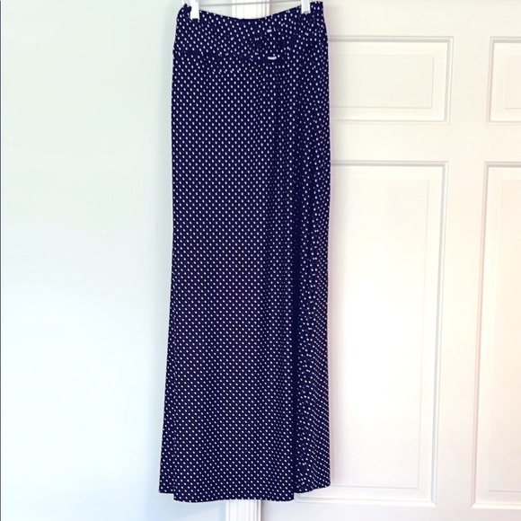 Travelers Black White Polka Dot O Ring Maxi Skirt Pull On Style Size Large NEW !